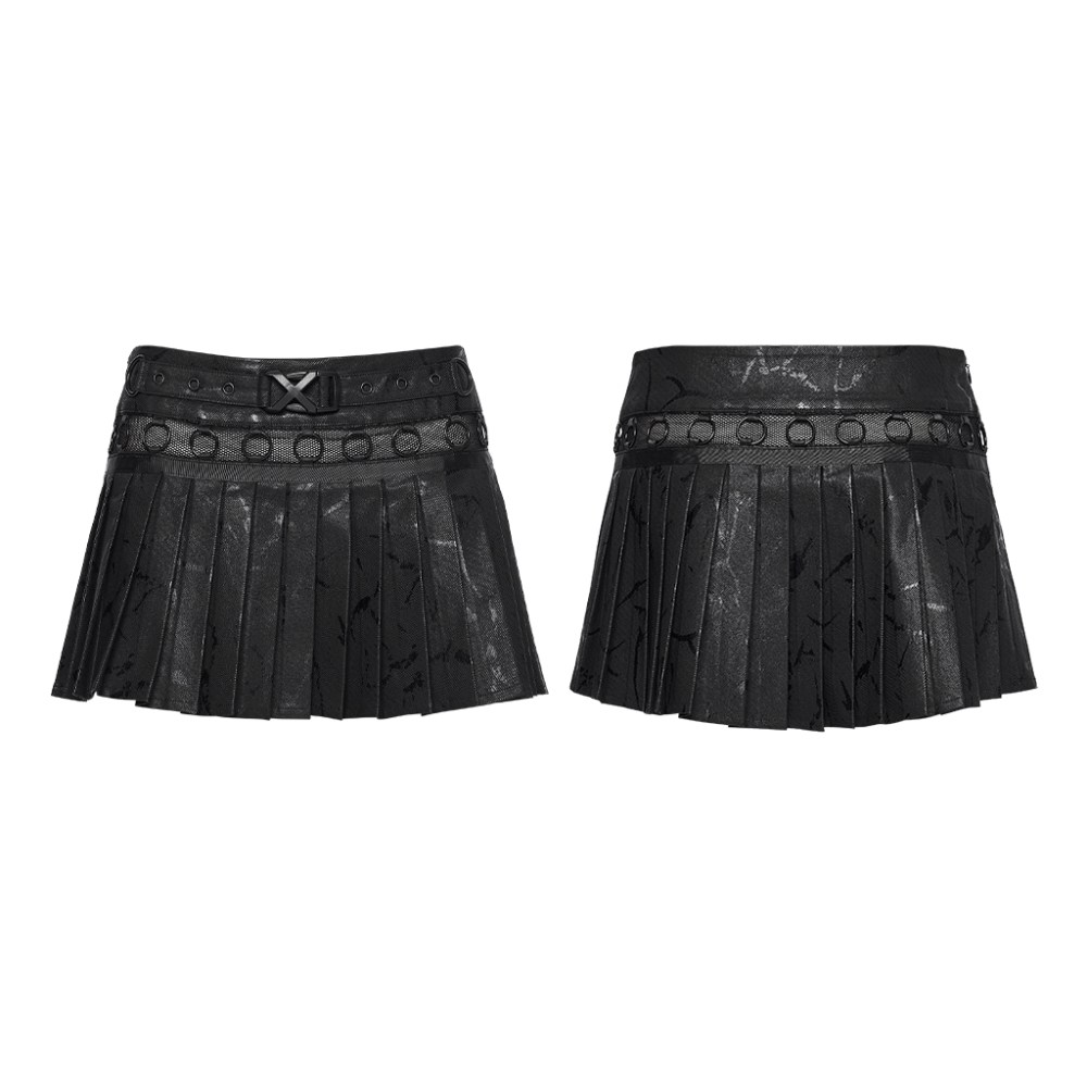 Punk Rave - Astarte pleated Short skirt - Black